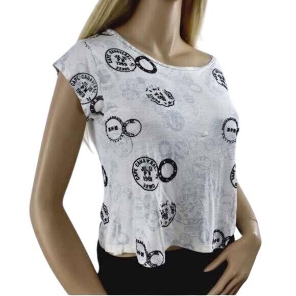 Vintage Y2K Zara Printed Slouchy Semi Cropped Short Sleeve Top - Picture 5 of 8